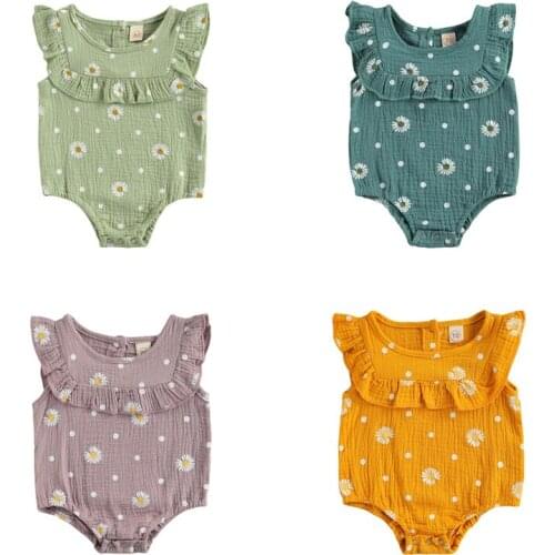 Pudcoco 0-18M Bodysuit Summer Baby Girls Fashion Casual Infant Kids Leotard O-Neck Sleeveless Clothes Outfit