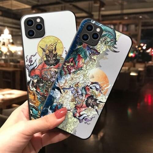 For iPhone 12 Pro Max Mini 12Pro 11 XS X XR SE 2020 7 8 Plus 6 6s Case 3D Embossed Zhong Kui Comics Soft Shockproof Cover Funda