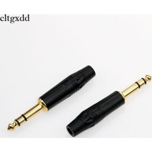 Cltgxdd 6.35mm Connector Audio Jack 6.35mm 3 Poles Stereo Male Plug Wire Connector Gold Plated 6.5mm Microphone 1/4 Plug