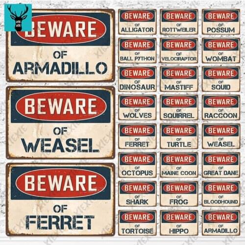 Courtyard Decor Multiple Beware Sign Funny Warning Danger Metal Tin Sign Wall Plaque Poster Painting Wall Sign Iron Painting