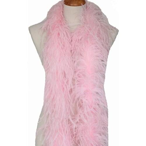 23 colors available 5ply ostrich feather boas Pink color Dyed fluffy&Beauty Ostrich Feather strips for wedding decorations