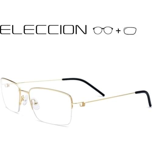 ELECCION Titanium Myopia Prescription Glasses High Quality Eyeglass Frame Men Half Screwless Eyewear Optical Spectacles Denmark