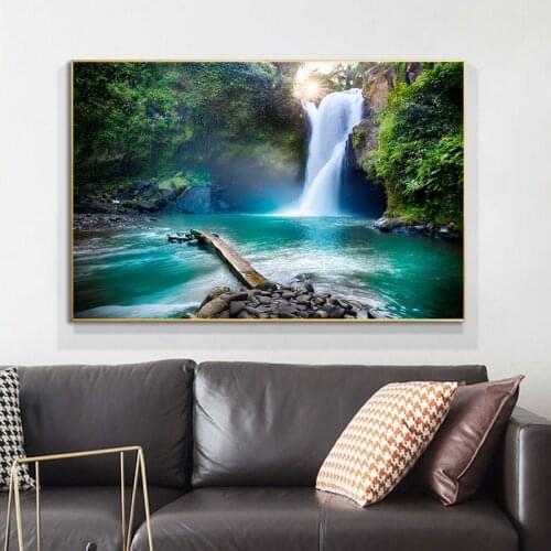 Canvas Painting Posters Landscape Natural Waterfall Wall Art Scenery Pictures Waterfall Modular for Living Room Home Decor