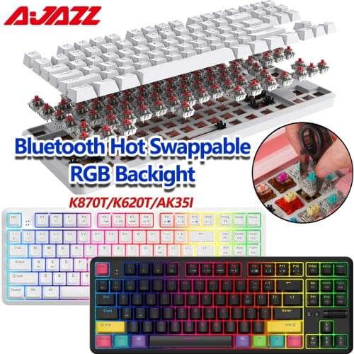 AJAZZ Hot Swappable Keyboards Collection Wireless/Wired Mechanical Keyboard Bluetooth RGB Mix Backlit Anti-ghosting For Desktop