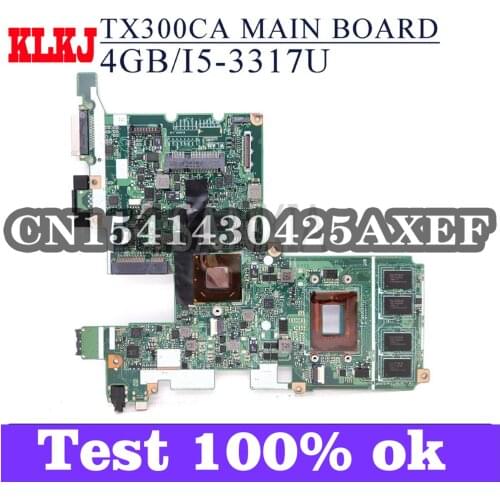 KLKJ TX300CA Laptop Motherboard For ASUS TransBook TX300CA TX300C Original Mainboard 4GB-RAM I5-3317U CPU