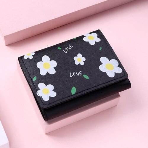Women Cute Flower Wallet Small Hasp Girl Wallet Brand Designed Pu Leather Women Coin Purse Female Card Holder Wallet