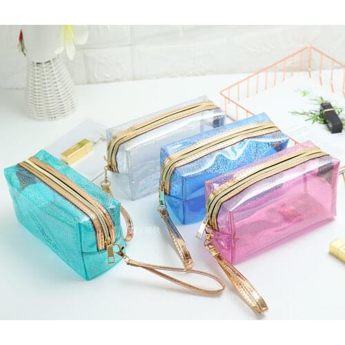 Pvc Laser Transparent Cosmetic Bag Portable Toilet Bag Travel Storage Bag Large-capacity Cosmetic Bag Female Bag