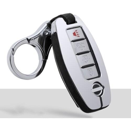 Zinc alloy leather Car Remote Key Cover Case key chain For Nissan Qashqai J10 J11 X-Trail t31 t32 kicks Tiida Pathfinder Murano