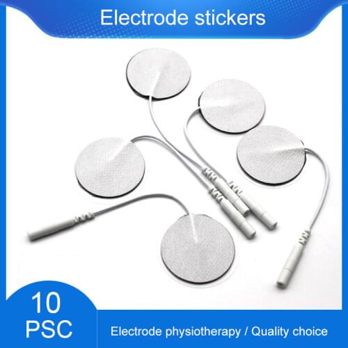 10Pcs/lot 3.5cm Round Electrode Pads 2mm Plug Digital Massager Machine/Nerve Muscle Stimulator With Cable For Physical Therapy
