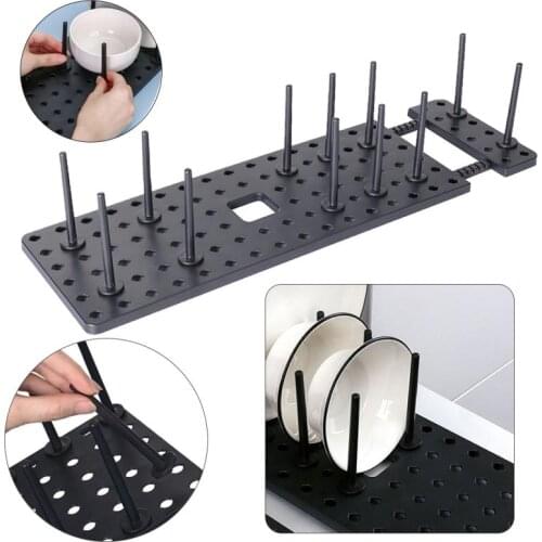Kitchen Shelf Organizer Telescopic Dish Plate Drying Rack Bowl Pot Lid Storage Holder Adjustable Kitchen Dish Drying Rack 1 Set