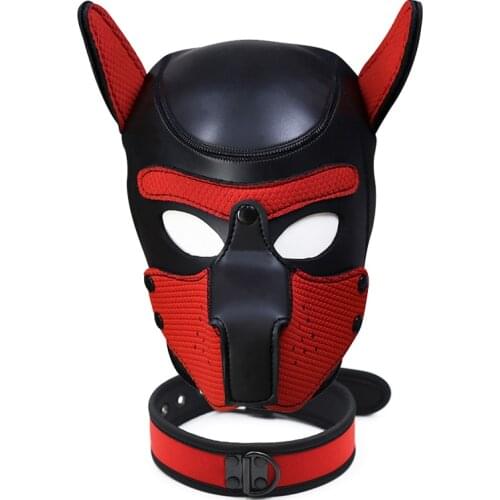 Hot Fashion Dog Mask Puppy Cosplay Full Head for Padded Latex Rubber Role Play with Ears 10 Color