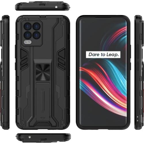 Magnetic Armor Shockproof Case For OPPO Realme 8 Pro 4G Lens Protection Soft TPU Bumper Hard PC Kickstand Back Cover Fundas