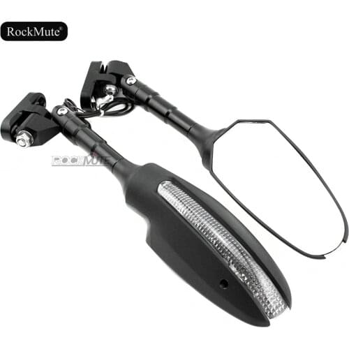 Motorcycle Adjustable Side Rear View Mirror LED Turn Signal Rearview Mirrors For SUZUKI GSX1300R HAYABUSA 1999-2018