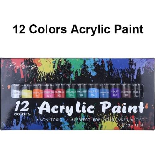 Artist Grade 12 Colors Acrylic Paints Set , Drawing Painting Pigment Set