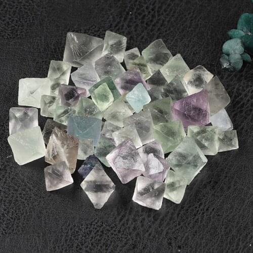 Natural Crystal Fluorite Octahedral Raw Stone Raw Ore Specimen, Colorful Green Blue Purple Fluorite Mineral Gravel Crystal
