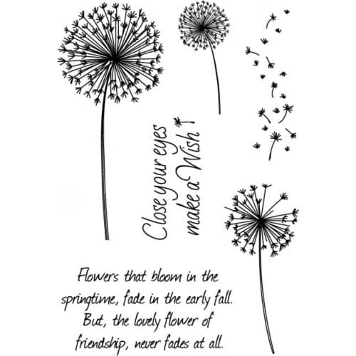 Dandelion Transparent Clear Stamps for DIY Scrapbooking/Card Making/Kids Christmas Fun Decoration Supplies ST0008