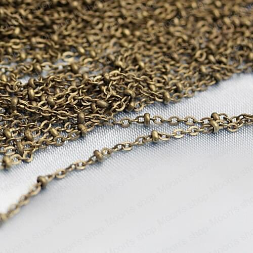 Wholesale Antique Bronze Copper 1.5mm/2mm Width Link Chains with Diameter 2mm/2.5mm Beads Accessories 5 Meter (JM2640)