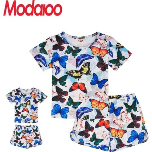 ModaIOO Matching Dolls & Girls Pajamas Short Sleeve Dinosaur Mermaid Unicorn Pyjama Kids Sleepwear Set