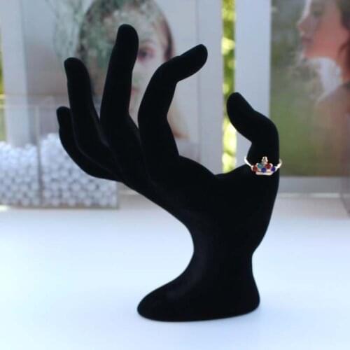 Ok Shaped Stand Hand Black Velvet Ring Bracelet Necklace Chain Watch Display Holder Stand Jewelry Display