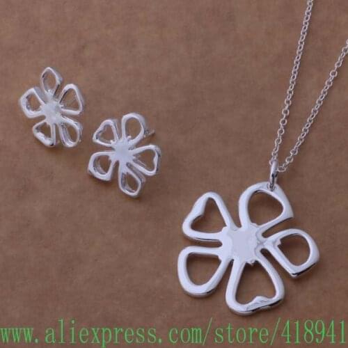 Silver Plated Jewelry Sets Earring 286 + Necklace 282 /efhamwoa bgjajxqa AS239