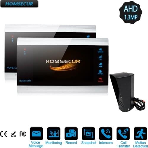 HOMSECUR 7" Wired AHD1.3MP Video Door Entry Security Intercom with Memory Monitor, Motion Detection(BC011HD-B+BM705HD-B)
