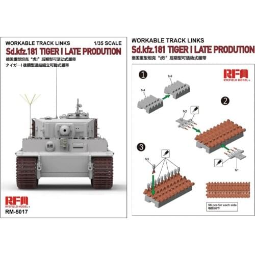 RYE FIELD RFM RM-5017 1/35 Scale workable track for Sd.fz.181 Tiger I late production Plastic Model Building Kit