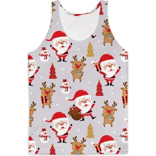 REAL American US SIZE Santa Claus and Friends High Quality 3D Sublimation Print Tank top plus size 4xl 5XL 6XL