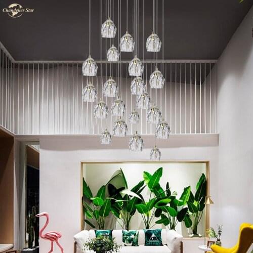 Luxury Modern LED Crystal Glass Chandeliers Lighting for Home Hotel Large Staircase Art Decoration Pendant Hanging Lights