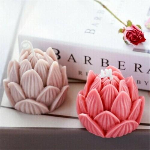 1 Pcs 3D Lotus Silicone Cake Mold DIY Soap Candle Making Mold Kitchen Creative Hand Mould Decoration Chocolate Cake Candy Mold