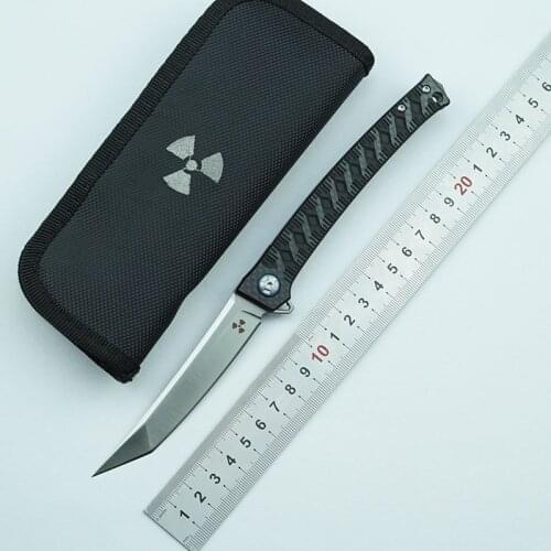 LEMIFSHE JR3406 folding knife D2 blade G10 carbon fiber handle outdoor camping survival kitchen knife fruit knife EDC tool