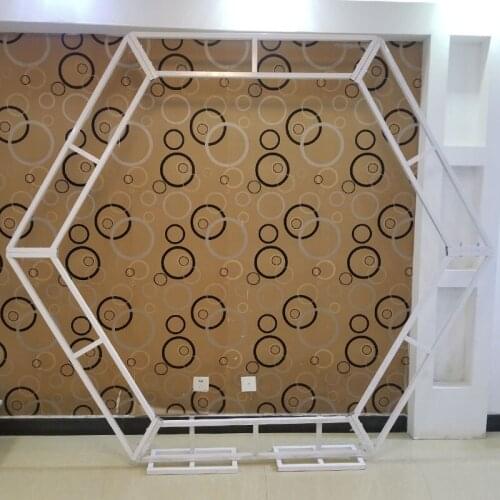 Wedding Props Hexagonal Arch White Gold Iron Archs Shelf Christmas Backdrop Decor Party Stage Flower Stand Wrought Iron Diamond