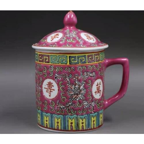 Traditional Chinese Jingdezhen Ceramic Blue and White Porcelain Mug Red/Blue/Yellow Tea Cup with Lid Drinkware 300ml