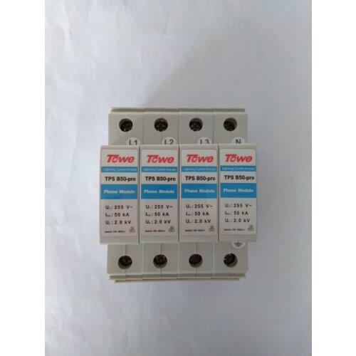 TOWE AP B50-PRO 4P Three-phase power Class B protect Gap discharge 4 Modules Iimp:50KA 10/350 Up 2.0KV lightning arresters