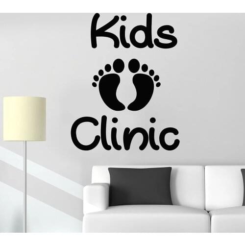 Kids Clinic Logo Wall Decal Children Care Health Baby Footprint Art Door Window Vinyl Sticker Interior Decoration Removable E097