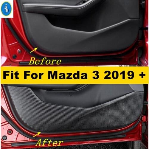 Interior Refit Kit Inner Door Protector Pad Door Plank Anti Kick Pad Anti-dirty Pad Mat Cover Trim Fit For Mazda 3 2019 - 2021