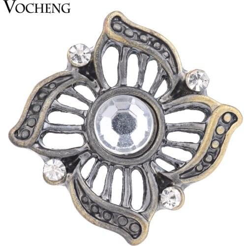 Vocheng Snap Charms 18mm Vintage Bronze Hollow out Inlaid Crystal Charms Jewelry Vn-1370