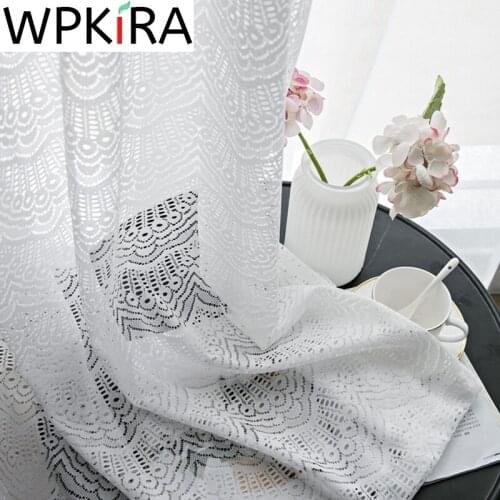 Hollow White Lace Wave Window Curtains Tulle for Girls Bedroom Translucent Butterfly Wings Jacquard Voile on the Window ZH511E