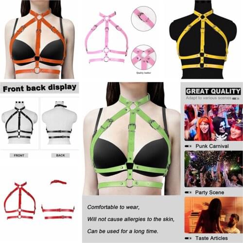 PU Leather Fetish Erotic Sexy Lingerie Festival Rave Costume Elastic Bondage Harness For Women Adjust Waist Suspender Belt