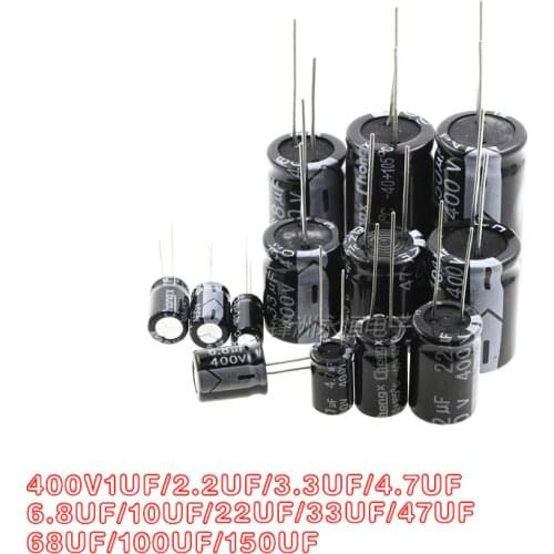 10PCS 400V 1UF/10UF/3.3/4.7/6.8/2.2/22/33/47/68/100UF aluminum electrolytic capacitor