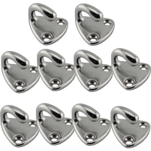 10pcs Marine 316 Stainless Steel Mini Boat Fender Hook Carabiner Pad Eye Marine Sailing Silver Fender Hooks 27mm x 27mm