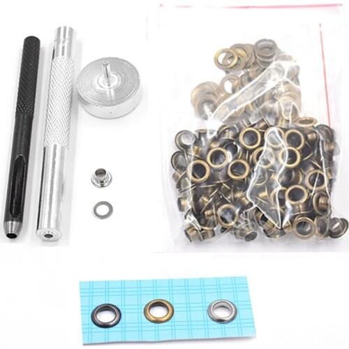 100 sets of 5mm metal eyelets and installation tools rivet Buttons Metal pores Eyelet tool Sewing patch Clothing & Accessories