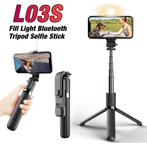 2-in-1 Bluetooth Selfie Stick Tripod For Smartphone Universal Foldable Adjustable Phone Holder with Fill Light For iOS Android