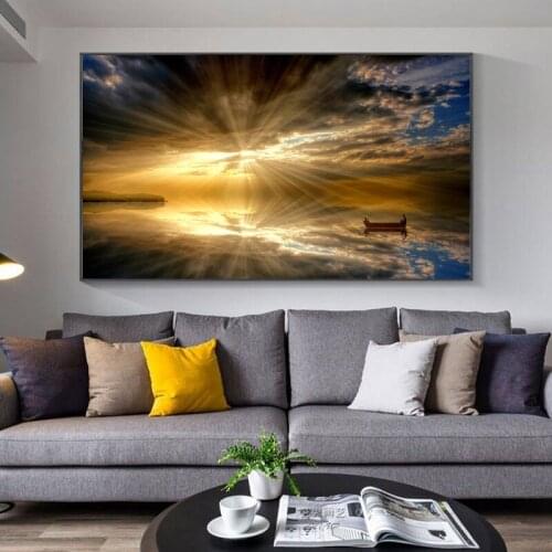 Abstract Landscape Poster Wall Art Canvas Painting HD Print Sunrise And Sunset Pictures For Living Room Decoration Cuadros