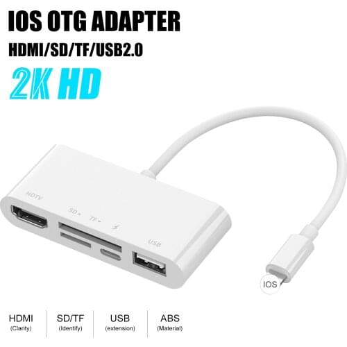 5 in 1 USB Camera OTG Adapter with Charging HDMI SD TF Ports, HD Expander Compatible with iPhone iPad 12/11/X/XR/XS/Pro/SE/Mini