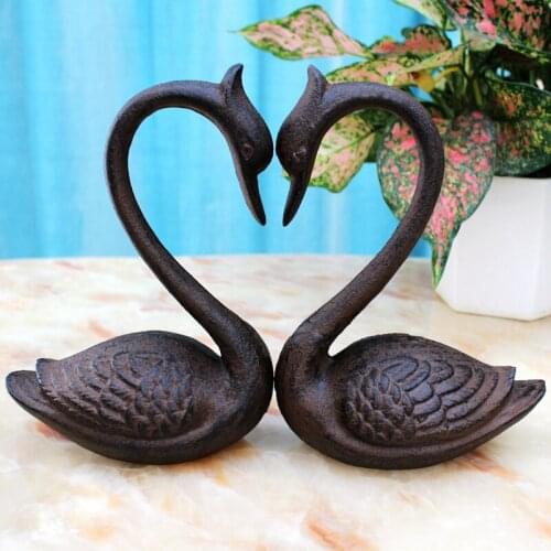 Home Accessories Living Room Decoration Small Decorations Creative Wedding Gifts Cast Iron Crafts Lovers Swan Decoration