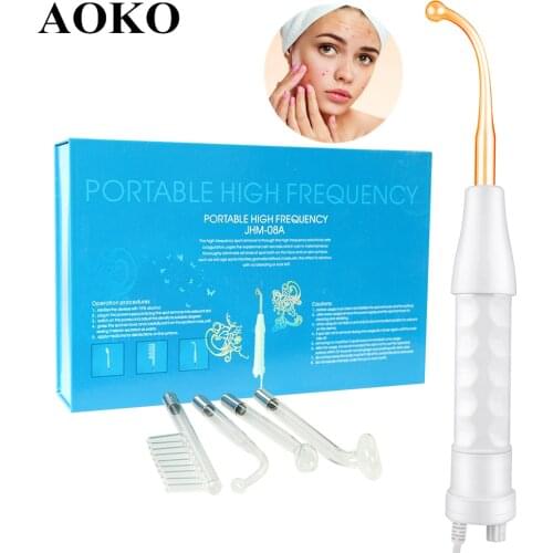 AOKO 2020 New High Frequency Electrode Glass Tube Electrotherapy Beauty Device Anti Acne Skin Care Instrument Facial Spa Salon