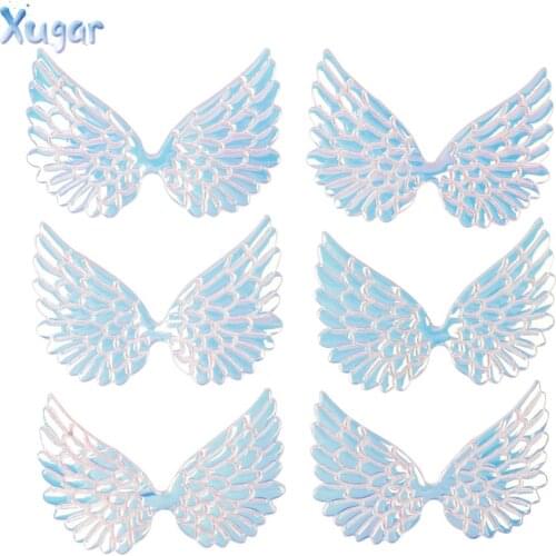 10pcs 95mm BIG Angel Wing Appliques Single Side Iridescent Fairy Cupid Wing Patches DIY Patch Headwear Accessories Kids Hairclip