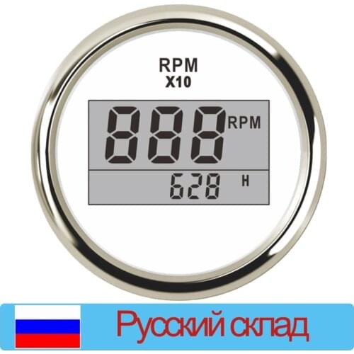 Auto Boat Digital Tachometer 0-9990 RPM With Hourmeter Red Backlight Fit For Car Truck Motorcycle Diesel Gasoline Engine 9-32V