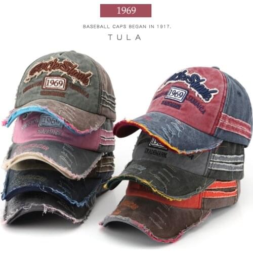 Washed Distressed Letters Cap Trendy Mens Personality Female Sunshade Baseball Cap Hats For Men