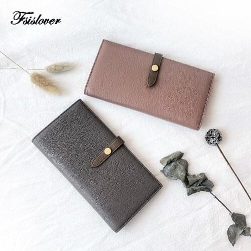 FSISLOVER Long Genuine Leather Womens Wallet Female Purses Coin Purse Card Holder Wallets Female Pu Leather Clutch Money Bag